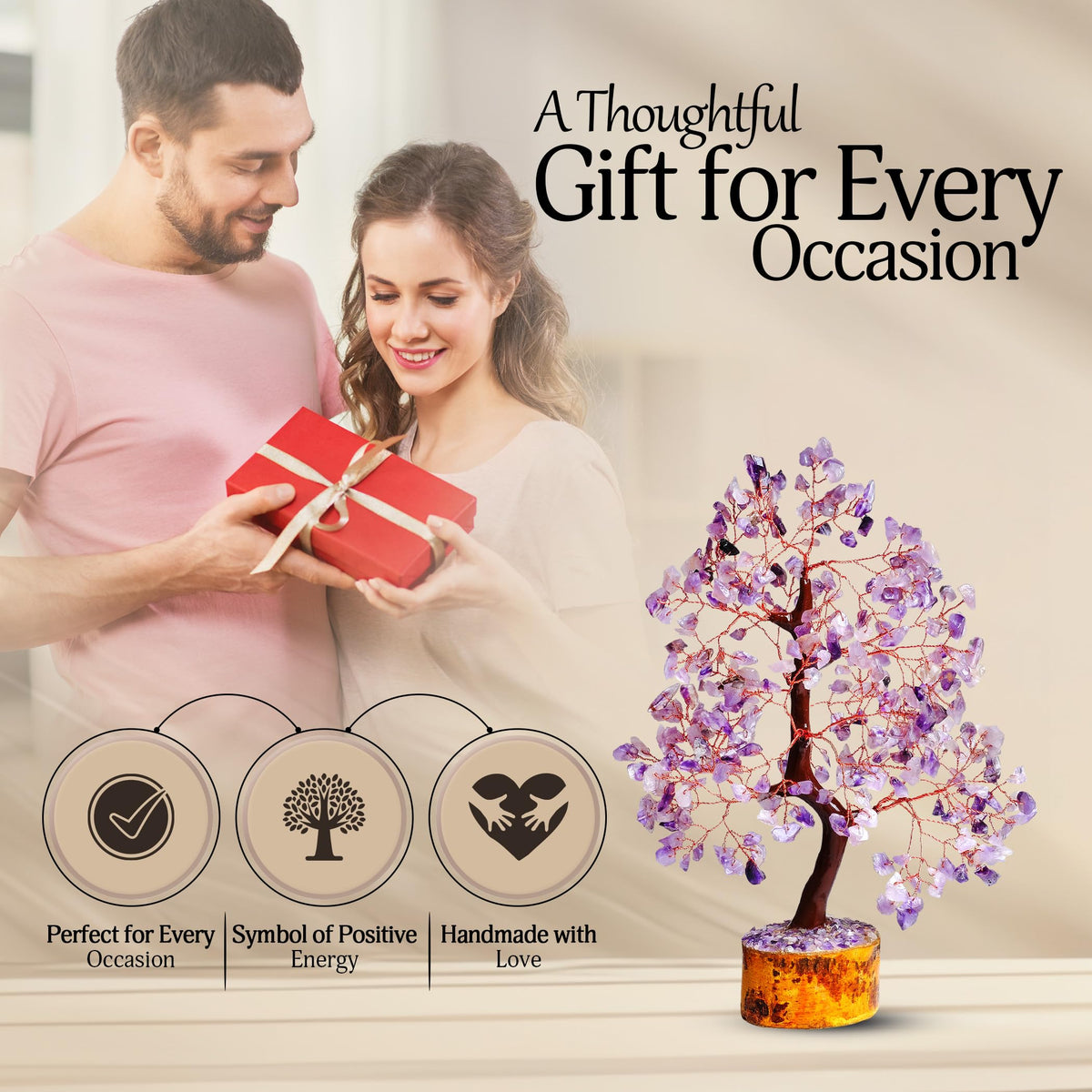 YATSKIA Amethyst Crystal Tree Stones and Crystals Tree of Life, Crystal Home Decor, Good Luck Gifts, Spiritual Gifts for Women