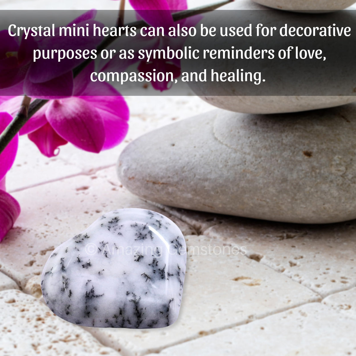 Amazing Gemstone Dendrite Opal Stone Heart - Pack of 2 Crystal Heart Stones Rocks - Corazones De Piedra Crystals and Healing Stones Heart Shaped Crystal - Stocking Stuffers Gifts