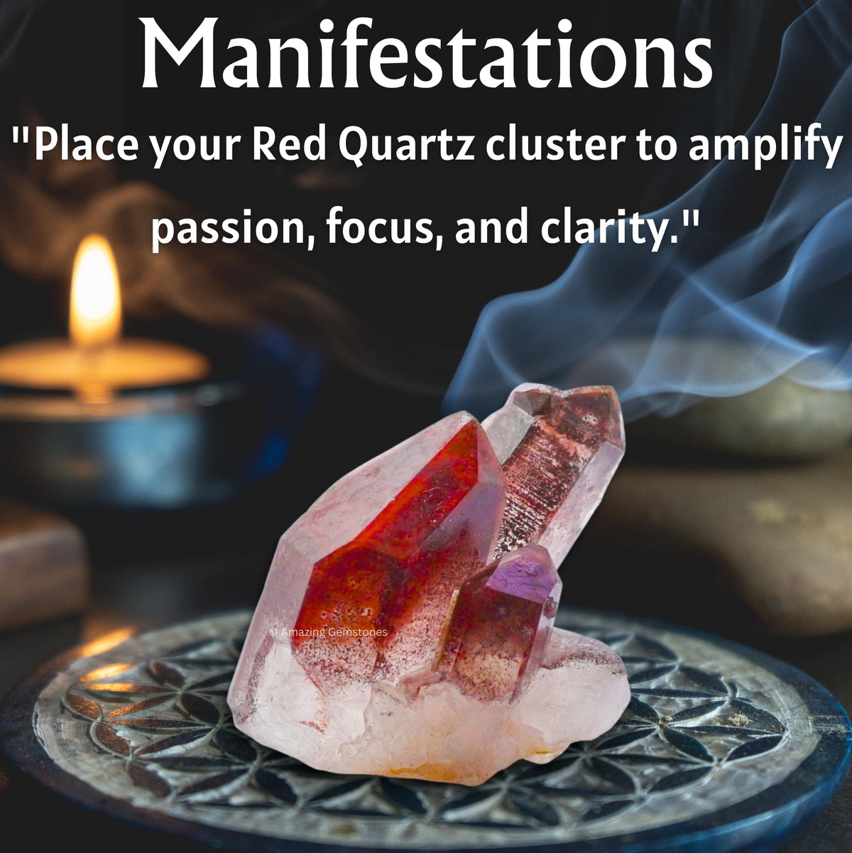 Amazing Gemstone Red Hematoid Quartz Crystals and Healing Stones Mineral Specimen - Premium Semi Precious Gem Stones for Spiritual Growth - Healing Crystals Geode Cluster Point for Meditation