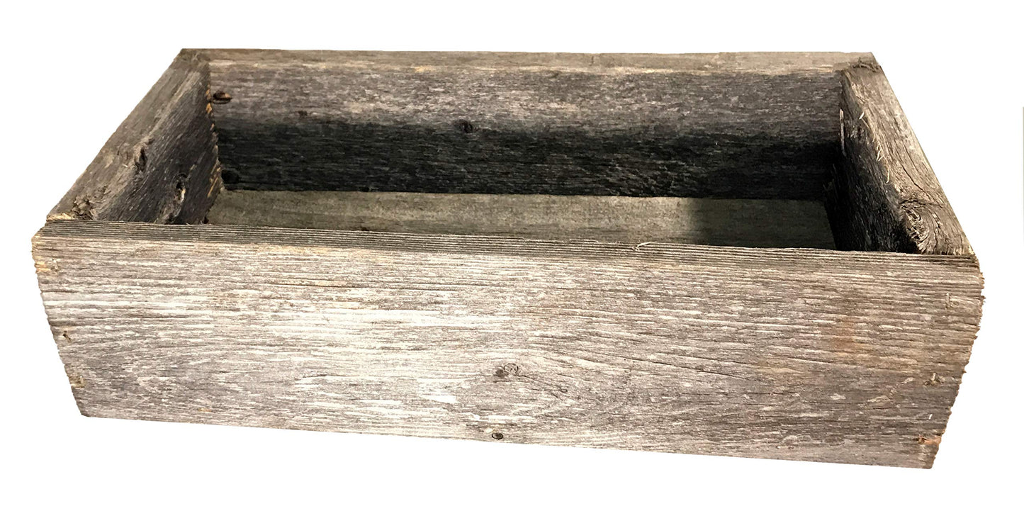 Rustic Revival | Decorative Barnwood Box β Authentic Rustic Weathered Wood Box for Table Decoration, Weddings, Parties & Farmhouse Home Decor β Real Wood Centerpiece Holder (Weathered)