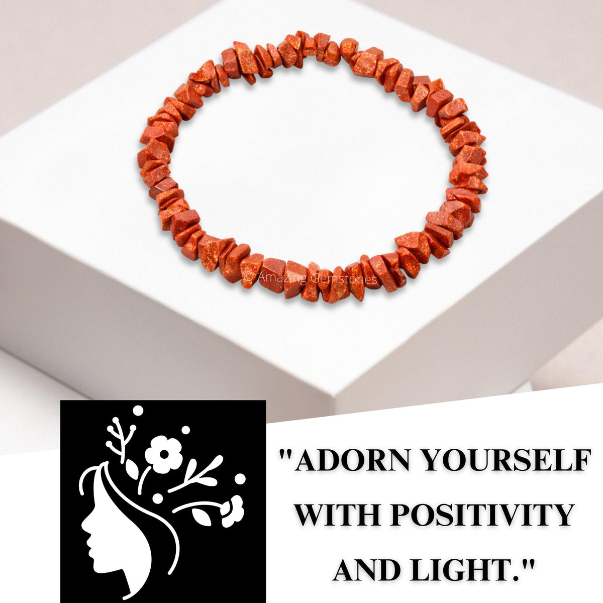Amazing Gemstone Chips Bracelet (Red Goldstone)