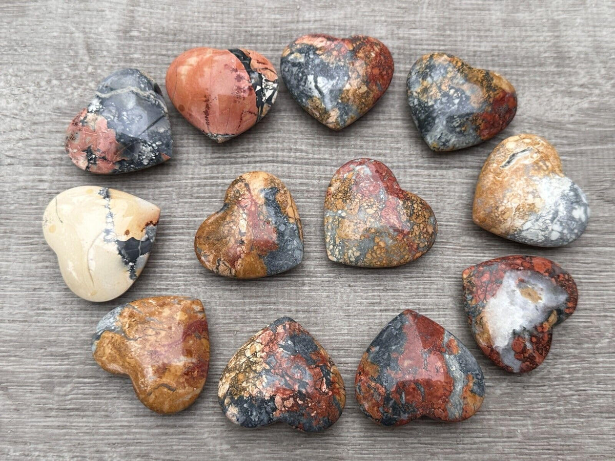 Maligano Gemstone Hearts, Polished Maligano Puffy Hearts, Maligano Crystal Palm Stone, Maligano Healing Crystal Hearts (1 Heart)