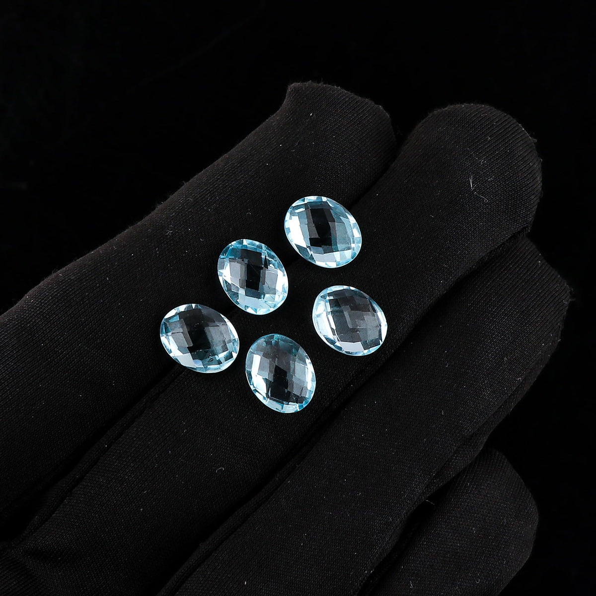 CRYSTALIS 5pcs Natural Blue Topaz, Briolette-Cut, Loose Gemstone Wholesale Bulk Cabochons Jewelry Making Supply, Chakra Healing Polished Stones, Wire Wrapping, DIY, Gem Collection, 9x7mm
