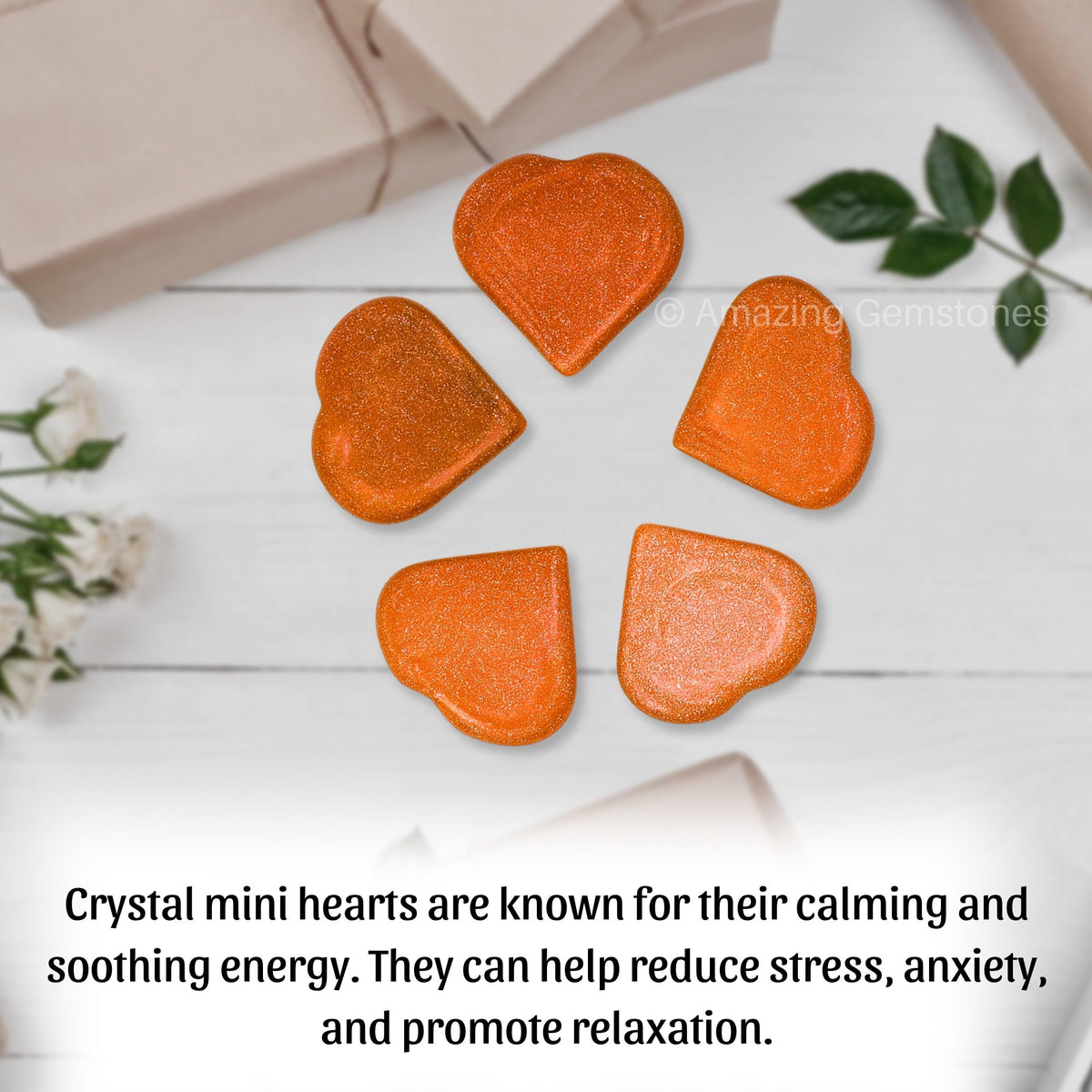 Amazing Gemstone Red Goldstone Stone Heart - Pack of 2 Crystal Heart Stones Rocks - Corazones De Piedra Crystals and Healing Stones Heart Shaped Crystal - Stocking Stuffers Gifts