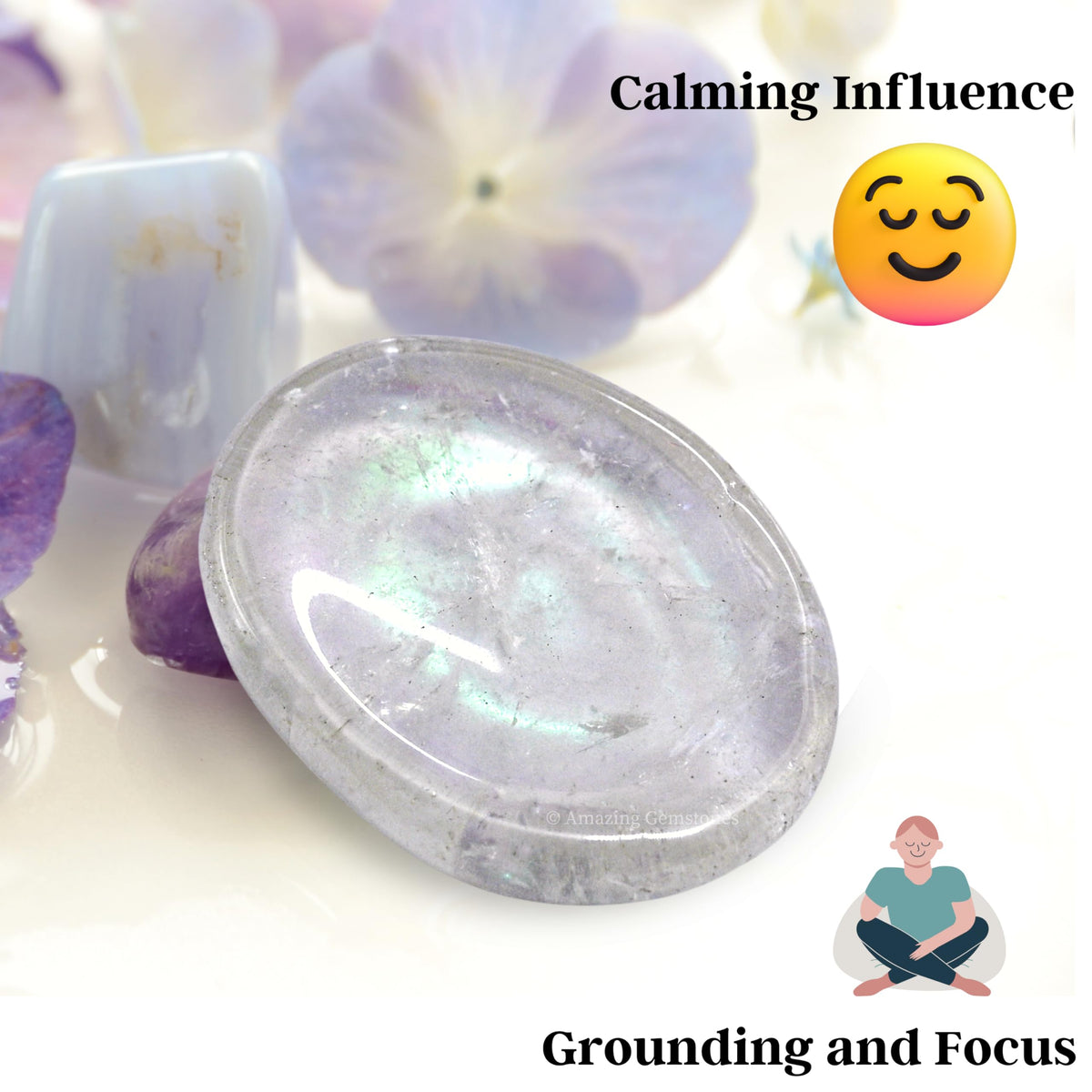 Amazing Gemstone Angel Aura Quartz Worry Stone Crystals and Healing Stones - Worry Stones for Stress Relief Gifts - Piedra Crystal Fidget for Meditation - Unique Stocking Stuffers Gifts for Women