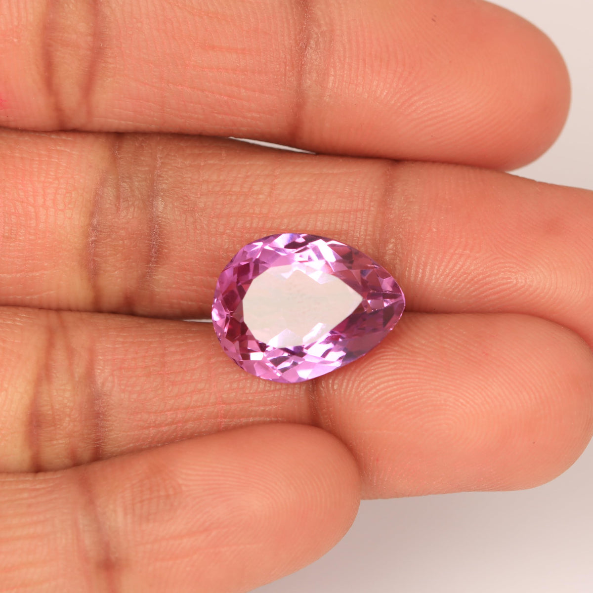 REAL-GEMS Jewelry Making Stone Certified 11.5 Carat Natural Brazilian Pink Kunzite Pear Cut Loose Gemstone