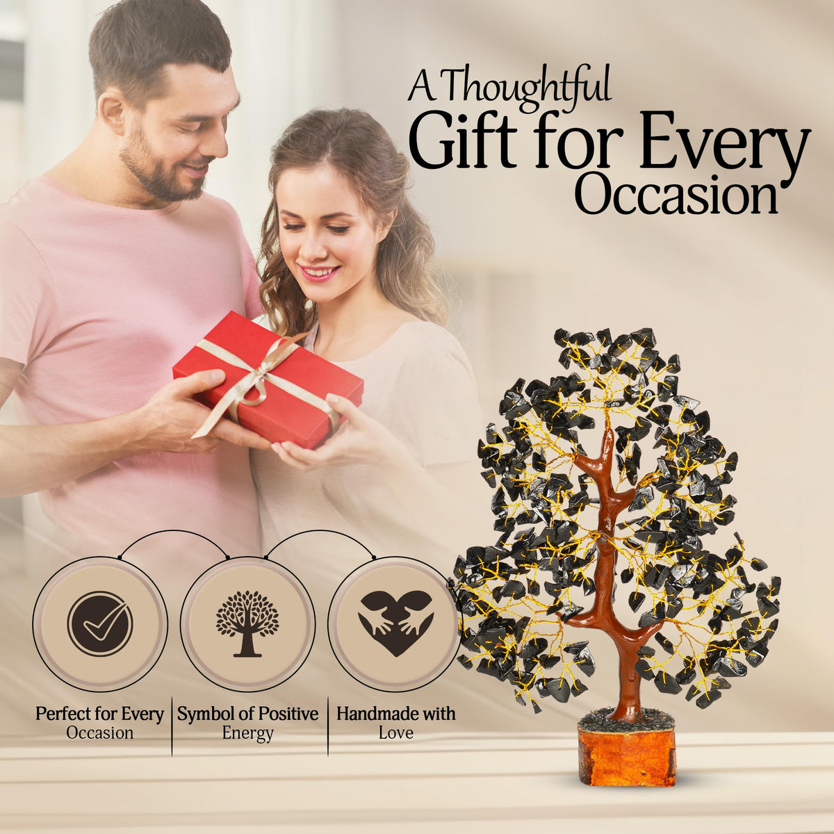 YATSKIA Black Tourmaline Crystal Tree of Life - Money Tree - Birthday Gifts for Women - Chakra Crystals and Stones - Positive Energy Gifts