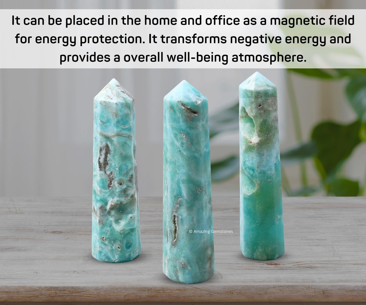Amazing Gemstone Caribbean Calcite Crystal Towers ~ Natural Healing Crystal Point Obelisk for Reiki Healing and Crystal Grid (3" to 4" INCH)