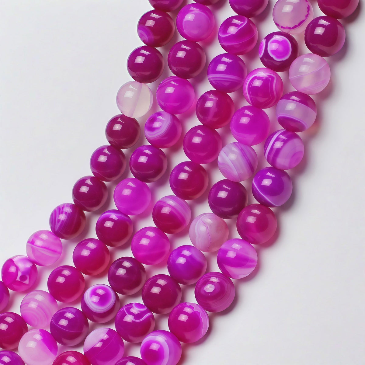 MJDCB Natural Stone Beads Rose Red Stripe Agate Round Loose Beads for Jewelry Making DIY Bracelet Necklace (8mm)