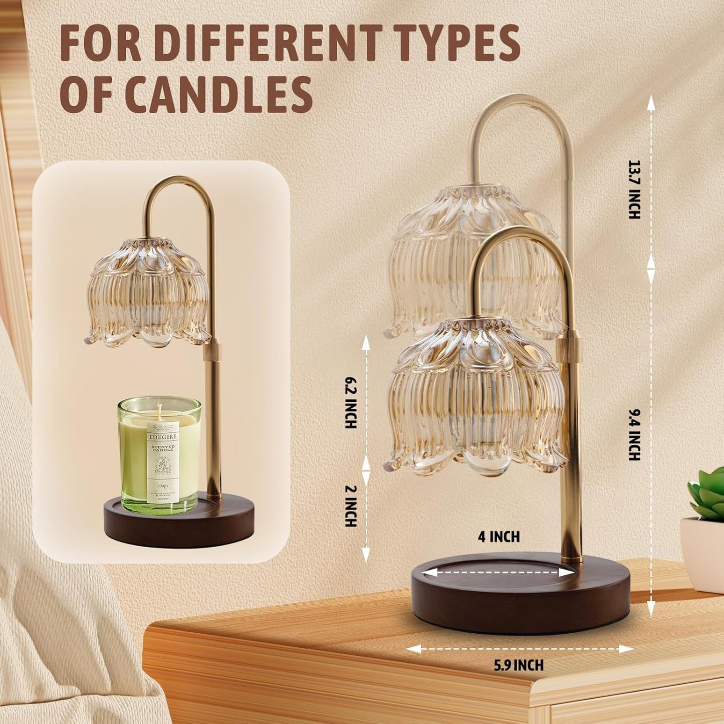 GEEZO Fragrance Candle Warmer Lamp,Electric Candle Warmer with Timer & Dimmer,Mom Christmas Birthday Gifts for Women, House Warming Gifts New Home Bedroom Decor
