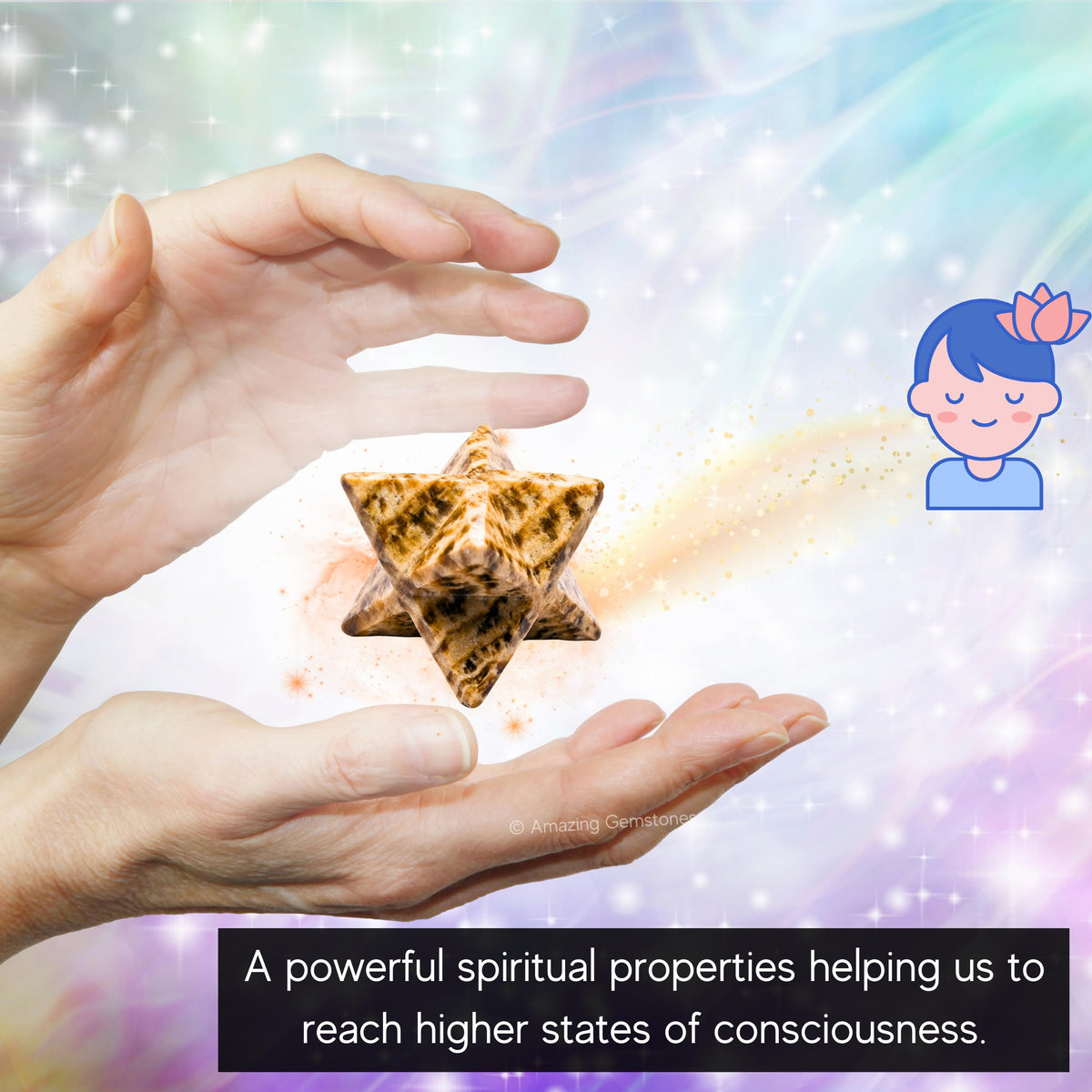 Amazing Gemstone Aragonite Merkaba Crystal - 1 Inches Metaphysical Merkaba Star for Meditation - Energetic Tetrahedron Crystal and Healing Stones for Spiritual Growth and Healing (20-25mm)