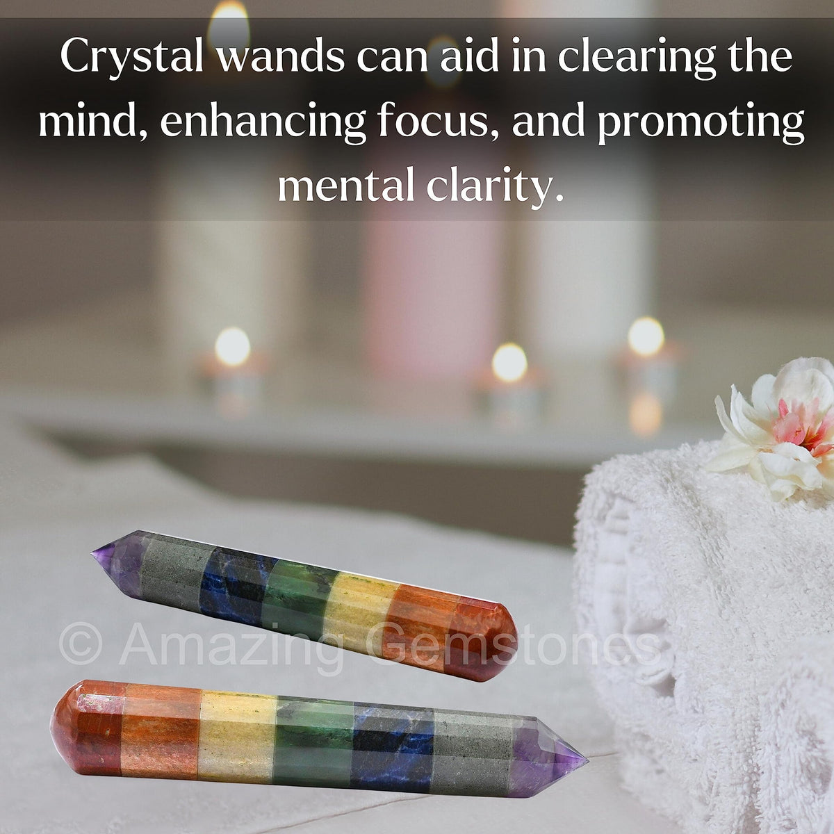 Amazing Gemstone Large Chakra Crystal Wand Massage Stick - Pelvic Wand Gua Sha for Adults - Crystals and Healing Stones Massage Wands for Adults Gifts (Pointed)