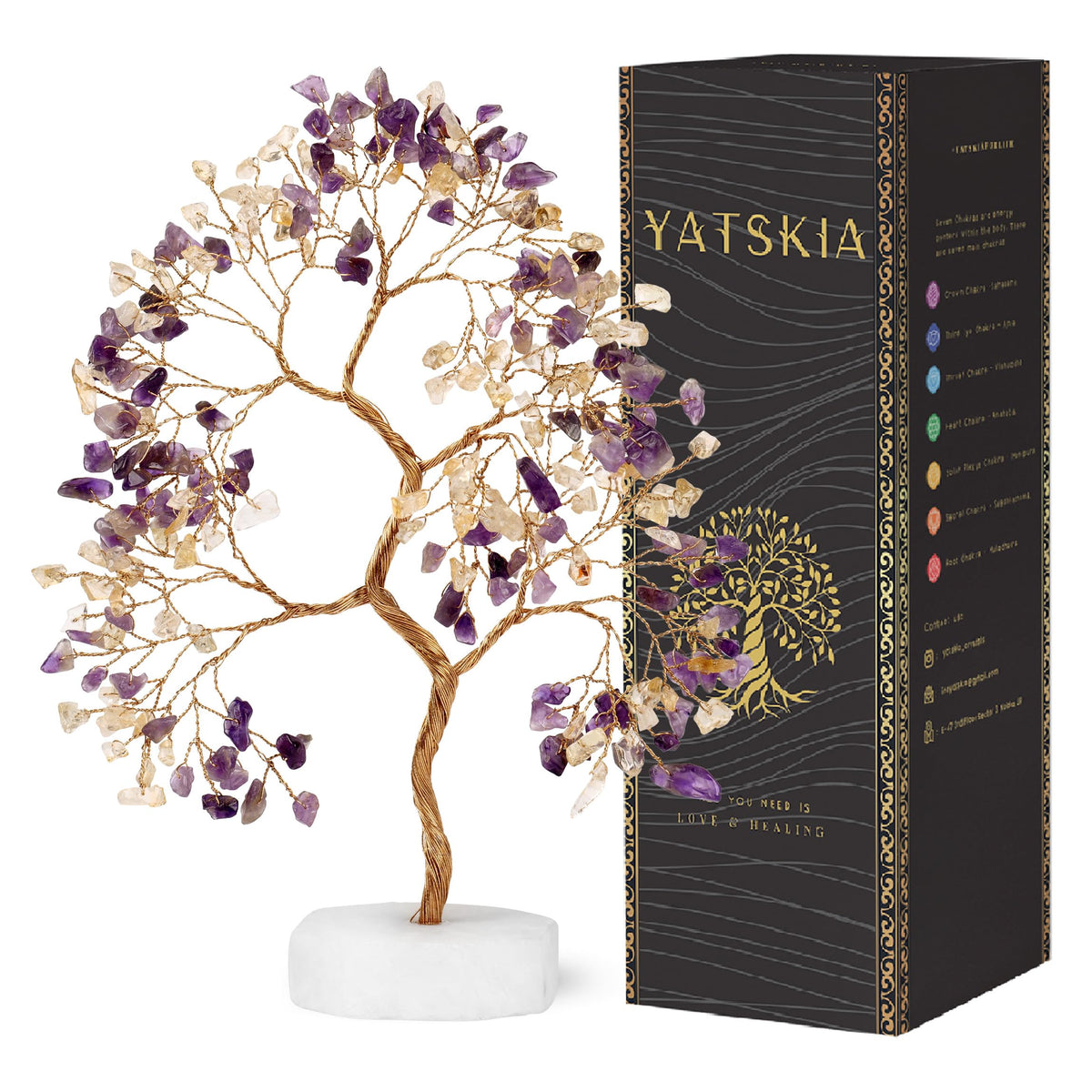 Amethyst and Citrine Gemstone Tree, Crystals and Healing Stones, Crystal Tree for Positive Energy, Tree of Life, Clever Birthday Gifts, Chakra Tree, Tree of Life Decor, Thoughtful Gifts for Women