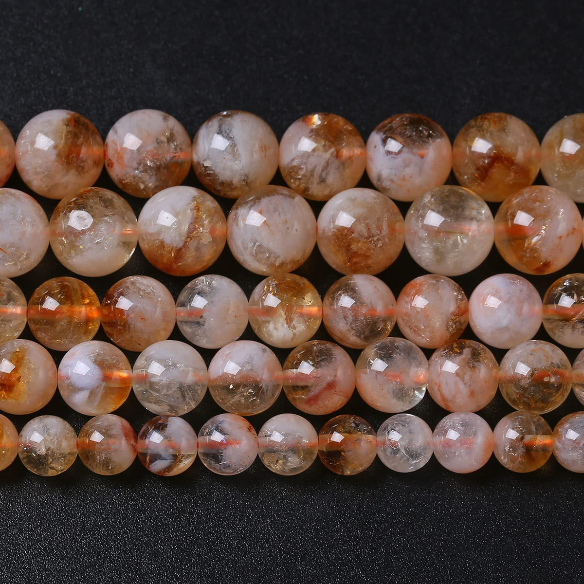 8MM 46PCS Natural Stone Citrine A Grade Quartz Crystal Loose Beads for Jewelry Making DIY Bracelet Necklace 1 Strand 15’’