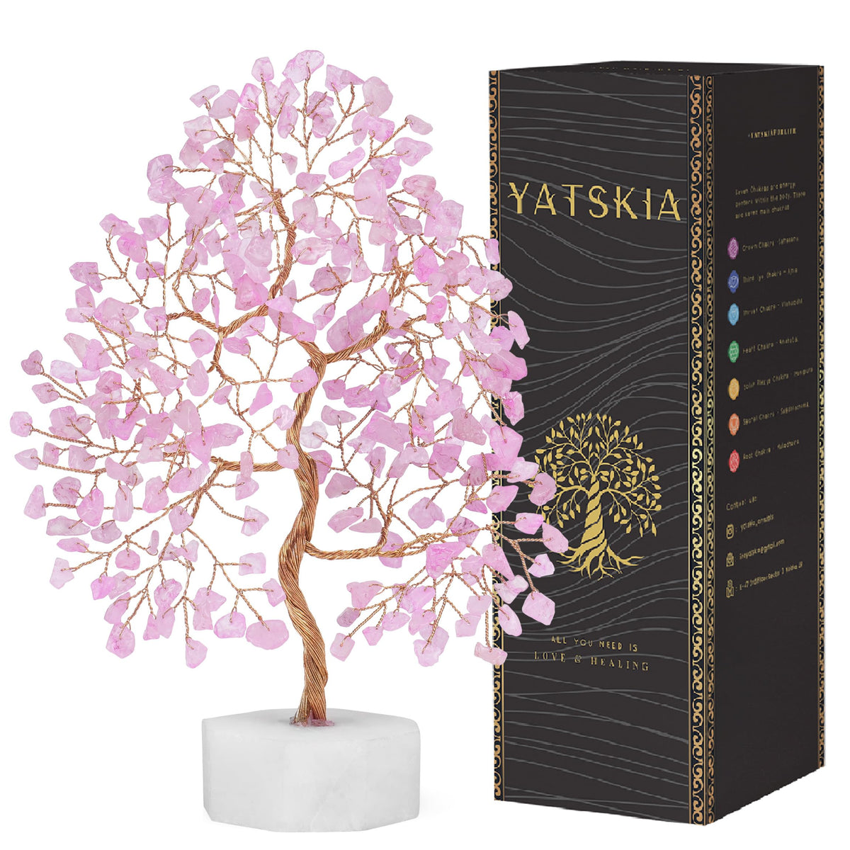 Rose Quartz Tree, Gemstone Tree, Crystal Tree for Positive Energy, Crystals and Healing Stones, Tree of Life, Chakra Tree - Luck, Thoughtful Gifts for Women, Tree of Life Decor, Clever Birthday Gifts