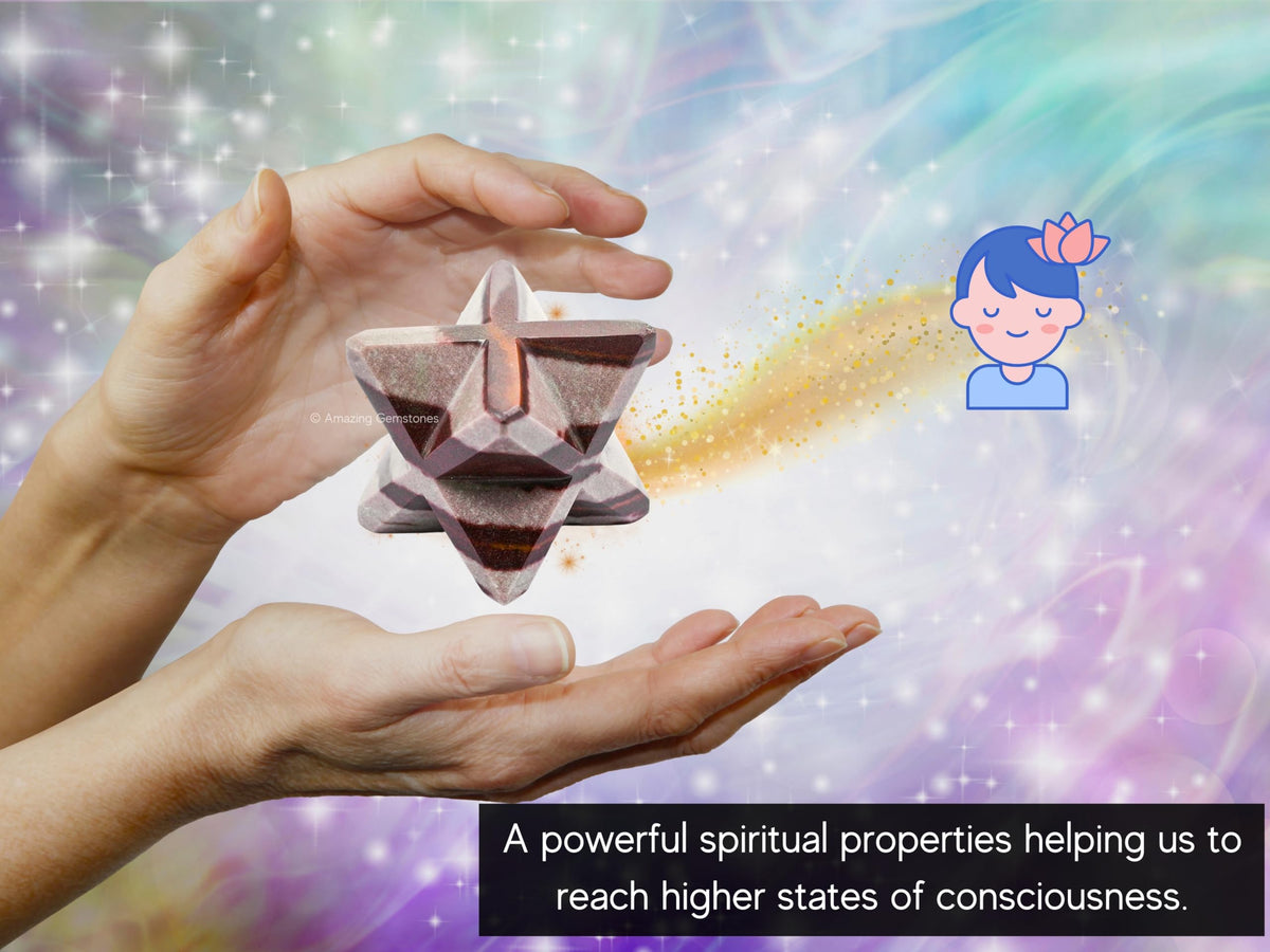 Amazing Gemstone Narmada Shiva Lingam Merkaba Crystal - 1.5 Inches Metaphysical Merkaba Star for Meditation - Energetic Tetrahedron Crystal and Healing Stones and Healing (35-40mm)