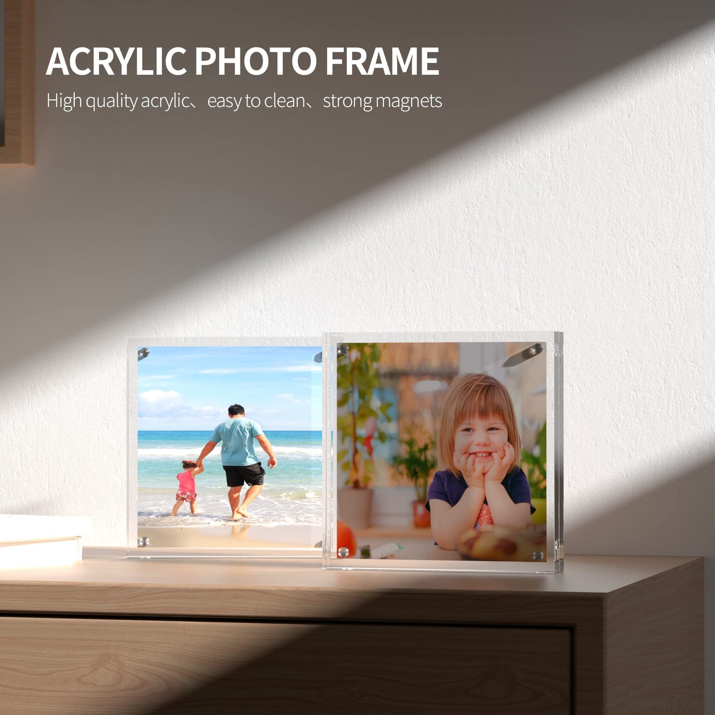 Sezanrpt Clear Booth Photo Frame 5x5, Perspex Square Picture Frame, Acrylic Photo Frame for 5x5, 4x4, 3x3 Picture Display