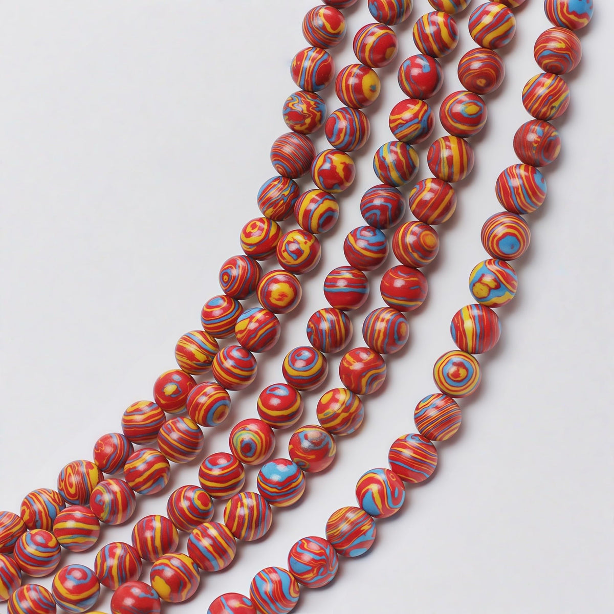 MJDCB Synthesis Colour Malachite Beads Beautiful Fashion Round Stone Beads for DIY Jewelry Making 15" (8mm, Blue - red - Yellow)