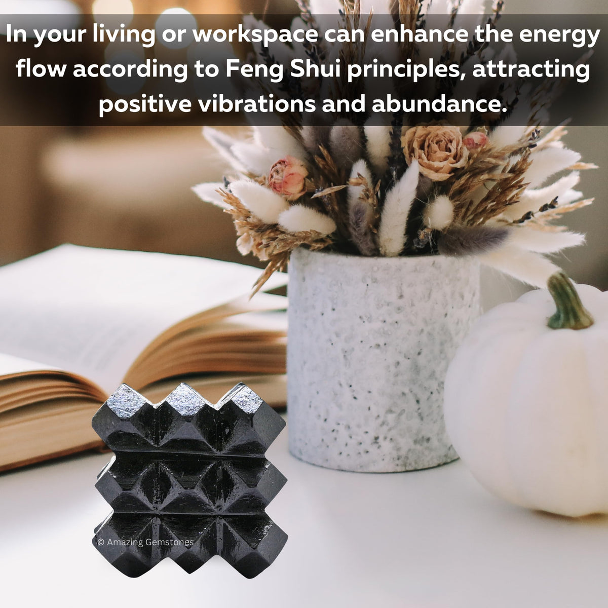 Amazing Gemstone Black Tourmaline Crystal Cube with 54 Pyramid - 1" Mini Lemurian Pyramid Cube Figurine of Natural Stone Pyramid for Meditation, Reiki, Chakra Balancing Vastu Pooja and Crystal Grids