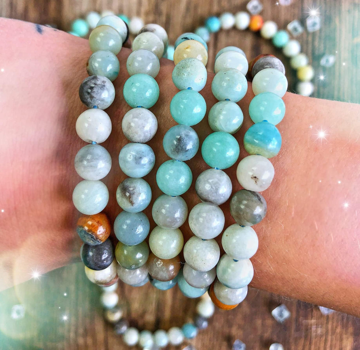 Zenkeeper 108Pcs Amazonite Beads for Bracelet Jewelry Making 8MM Natural Loose Amazonite Stone Beads Gemstone Beads Round