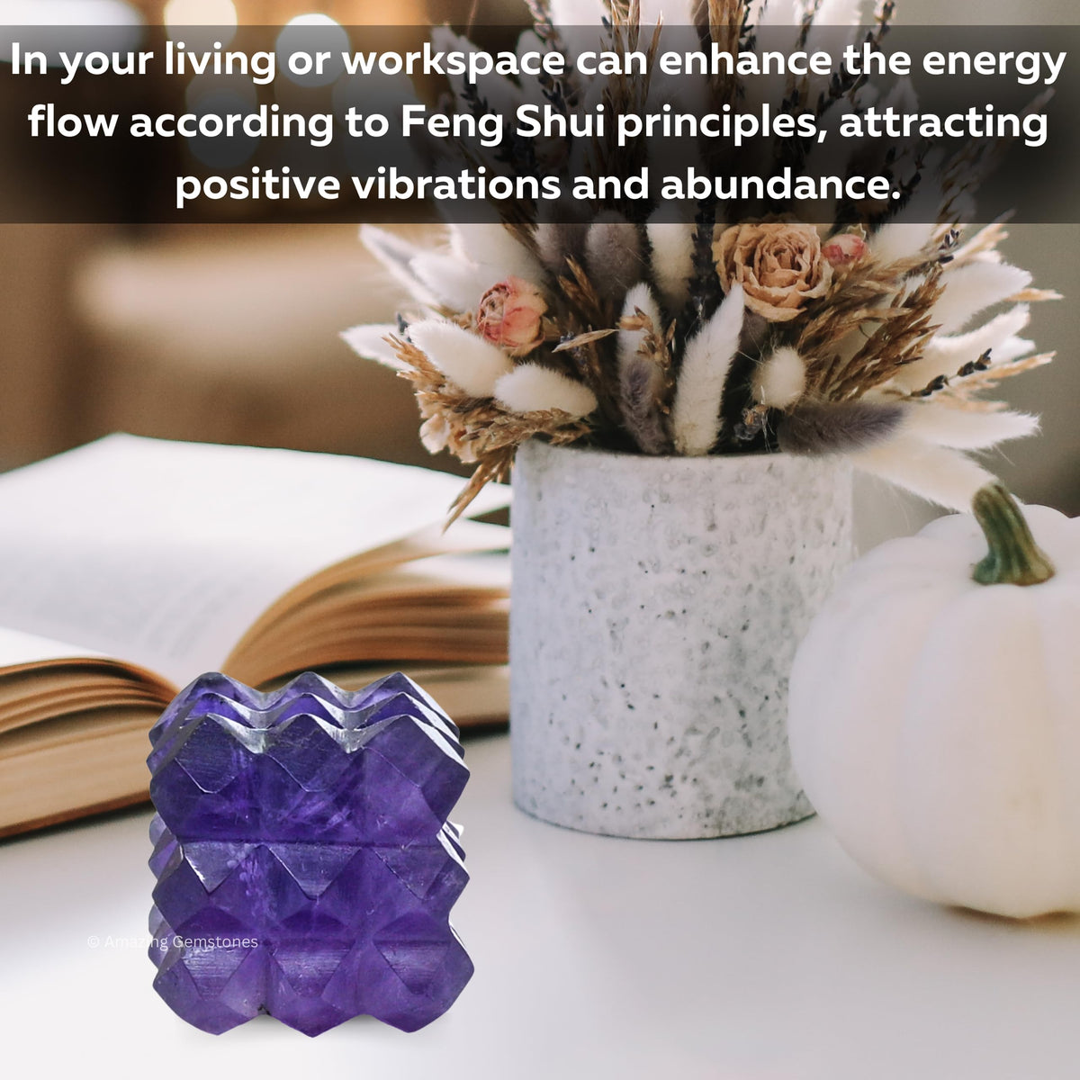Amazing Gemstone Amethyst Crystal Cube with 54 Pyramid - 1" Mini Lemurian Pyramid Cube Figurine of Natural Stone Pyramid for Meditation, Reiki, Chakra Balancing Vastu Pooja and Crystal Grids