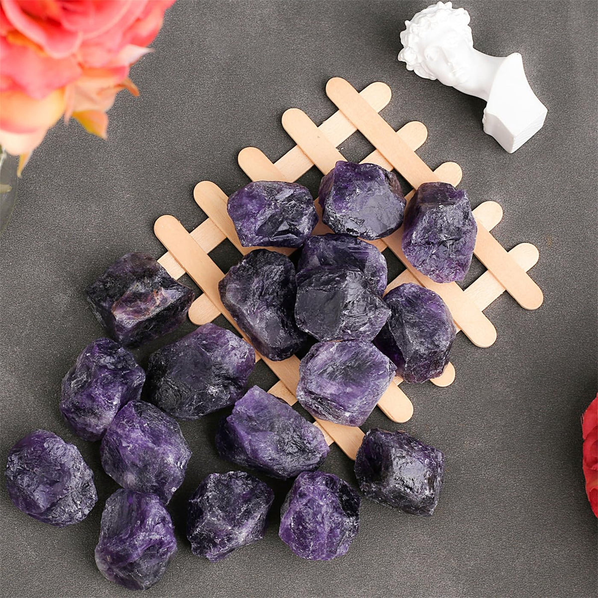 YATOJUZI Amethyst 1lb Bulk Natural Healing Crystals Raw Rough Rocks Stones Sets for Cabbing Tumbling Cutting Lapidary Polishing Reiki Crytsal Healing Wire Wrapping Decoration Gemstone