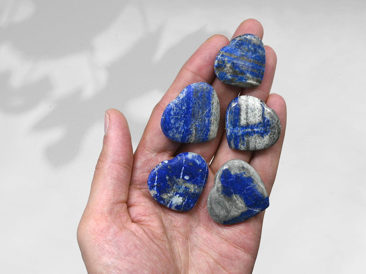 Amazing Gemstone Lapis Lazuli Stone Heart - Pack of 2 Crystal Heart Stones Rocks - Corazones De Piedra Crystals and Healing Stones Heart Shaped Crystal - Stocking Stuffers Gifts
