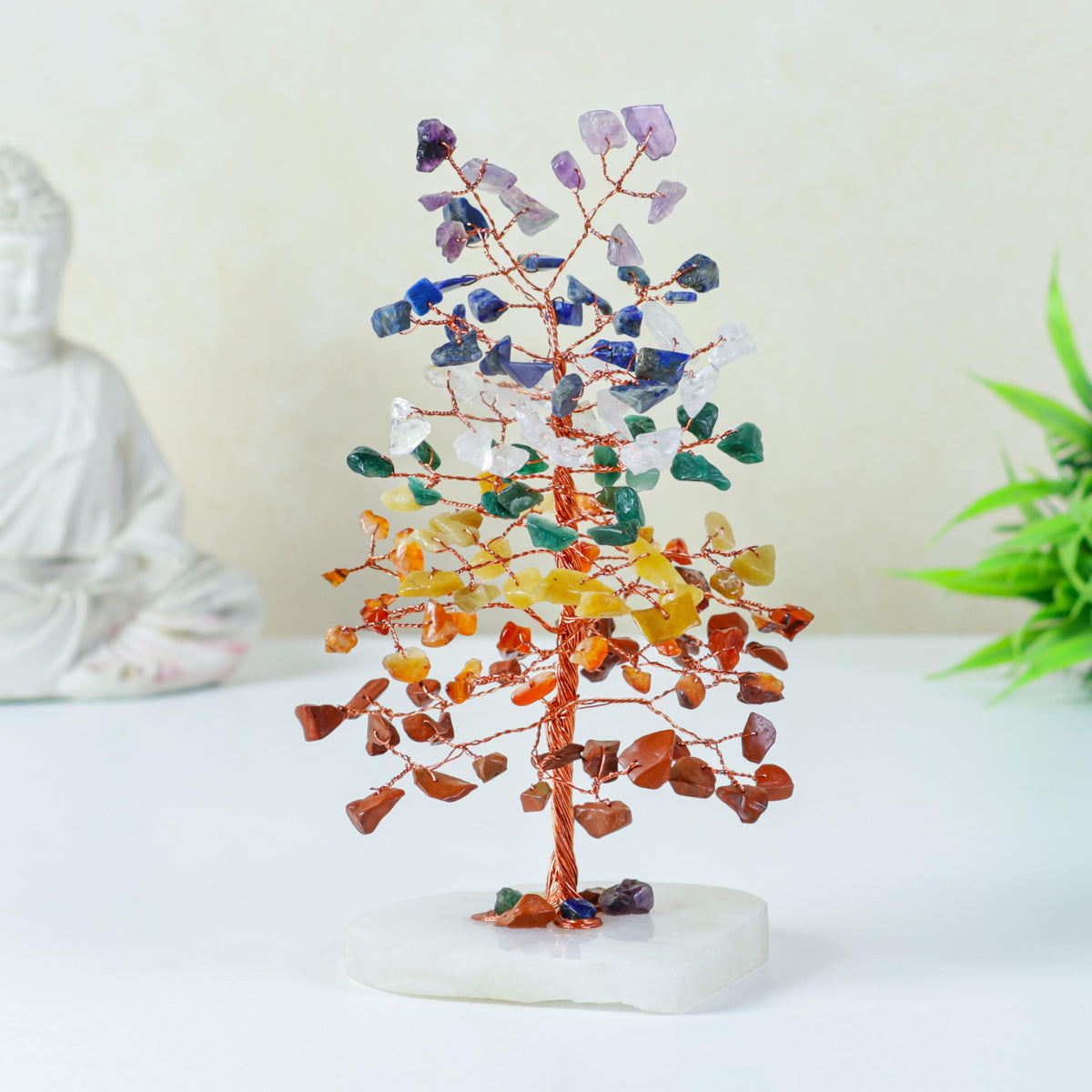 Crocon® 7 Chakra Quartz Heart Base Crystals Tree, Birthday Gifts for Women, Men & Friends, Tree of Life Crystals and Healing Stones, Home Decor, Women Gift Ideas, House Warming Gifts New Home for Mom