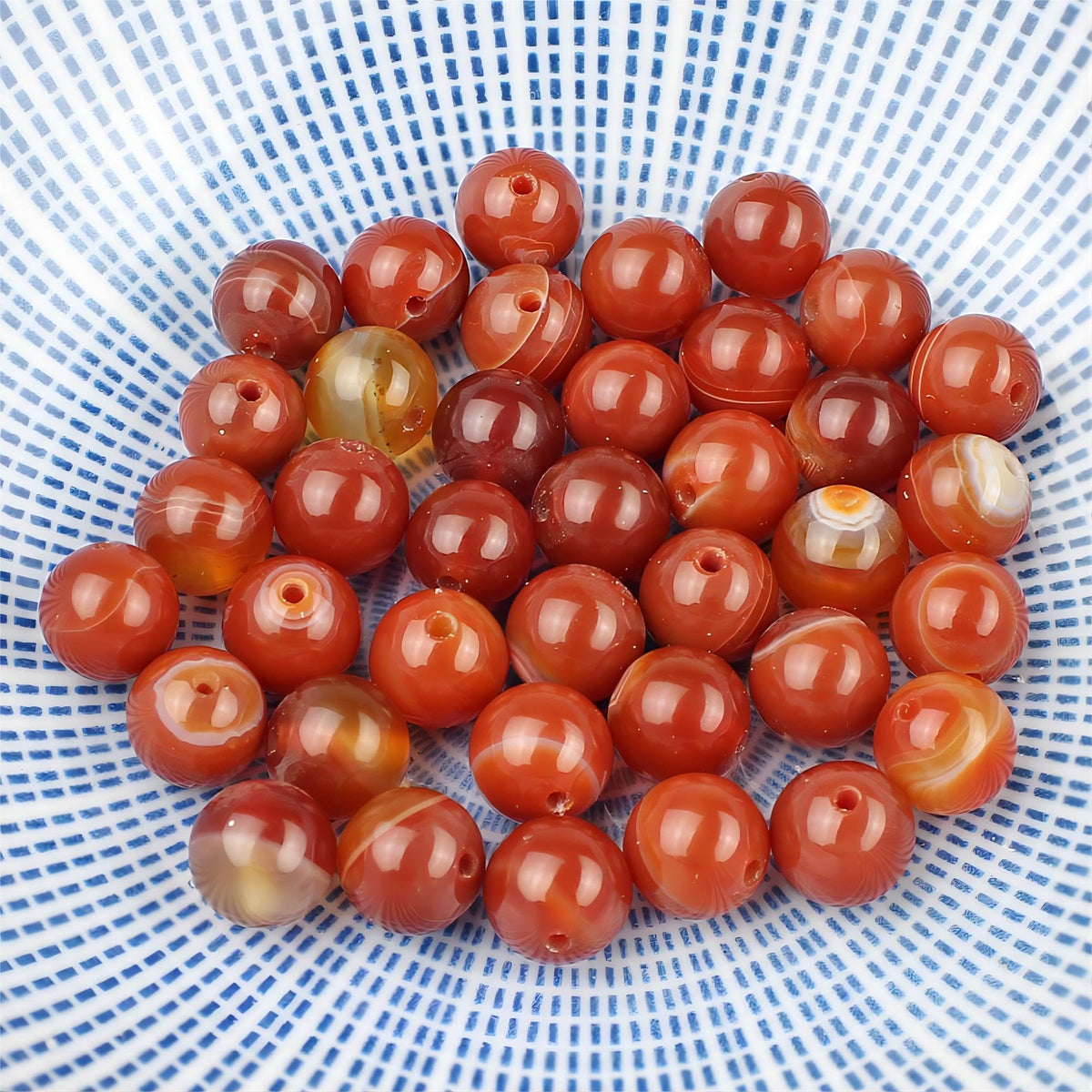 MJDCB Natural Red Striped Agate Beads Round Loose Beads for Jewelry Making DIY Bracelet Necklace (8mm)