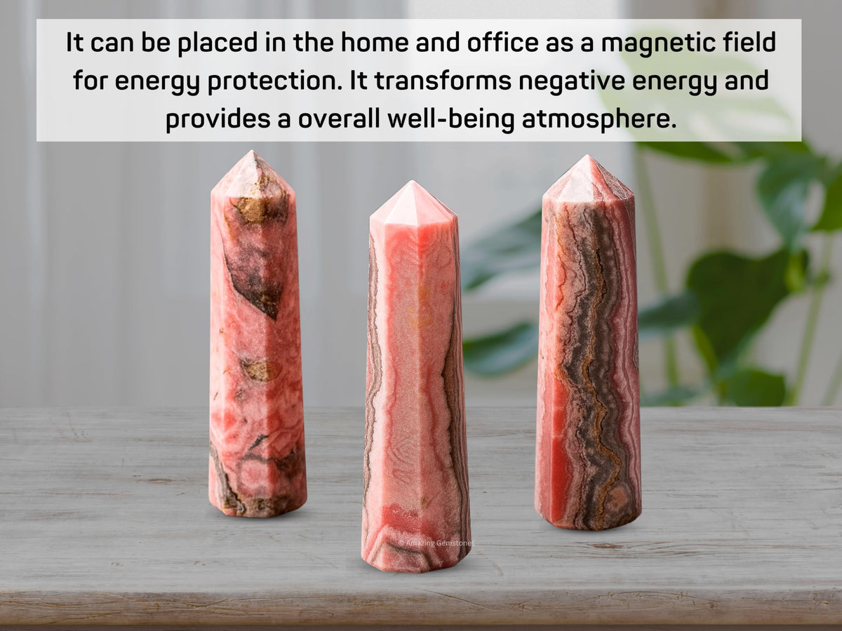 Amazing Gemstone Rhodochrosite Crystal Towers ~ Natural Healing Crystal Point Obelisk for Reiki Healing and Crystal Grid (3" to 4" INCH)