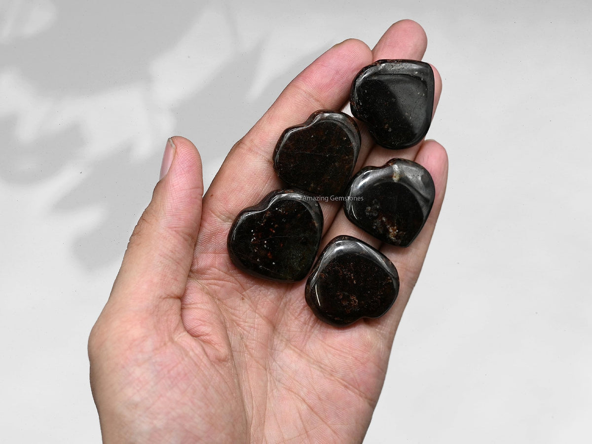 Amazing Gemstone Garnet Stone Heart - Pack of 2 Crystal Heart Stones Rocks - Corazones De Piedra Crystals and Healing Stones Heart Shaped Crystal - Stocking Stuffers Gifts