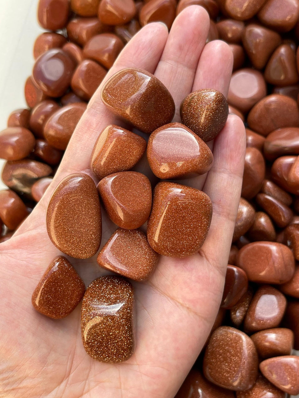 GAF TREASURES 5 Pcs Red Goldstone Tumbled Stones, Polished Red Goldstone Gemstone, Red Goldstone Healing Crystals (Red Goldstone)
