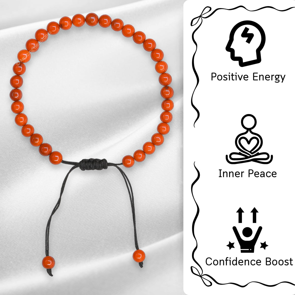 Amazing Gemstone Red Jasper Anklet Ankle Bracelets for Women - Waterproof Beaded Healing Crystal Anklets, Plus Size Chakra Gemstone Bead Anklet (Stretchy Adjustable - Plain)