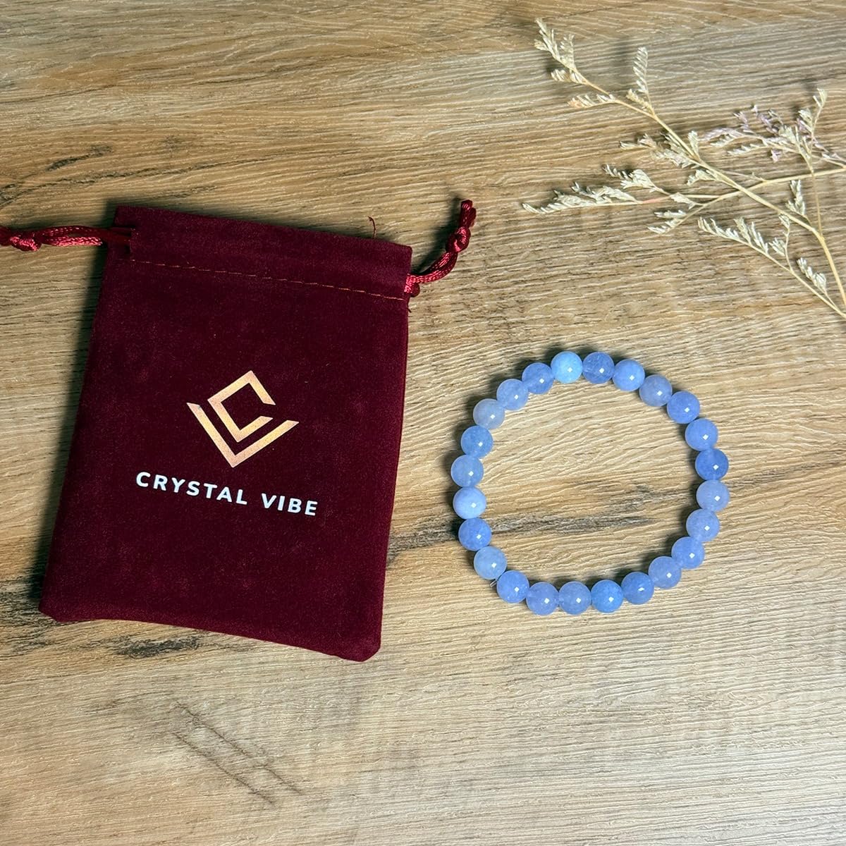 Crystal Vibe Natural Aquamarine Bracelet - Bring Positive Energy - Healing Stone Aquamarine Crystal Bracelet for Everlasting Joy