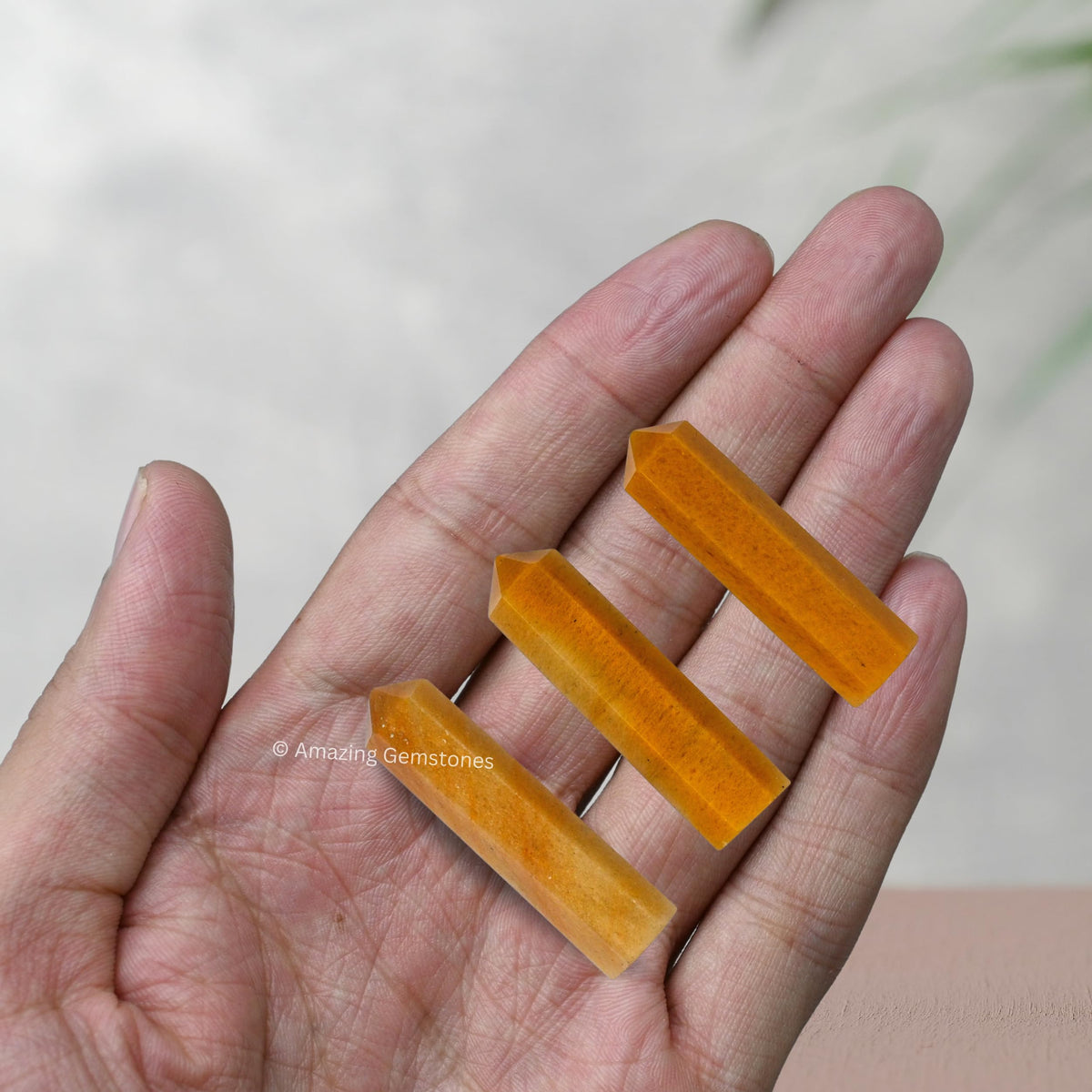 Amazing Gemstone Yellow Jasper Crystal Points Bulk Healing Crystals and Stones - Pack of 3, Single Terminated Healing Wand Point Bulk Crystals for Crafts, Crystal Grid, DIY Work