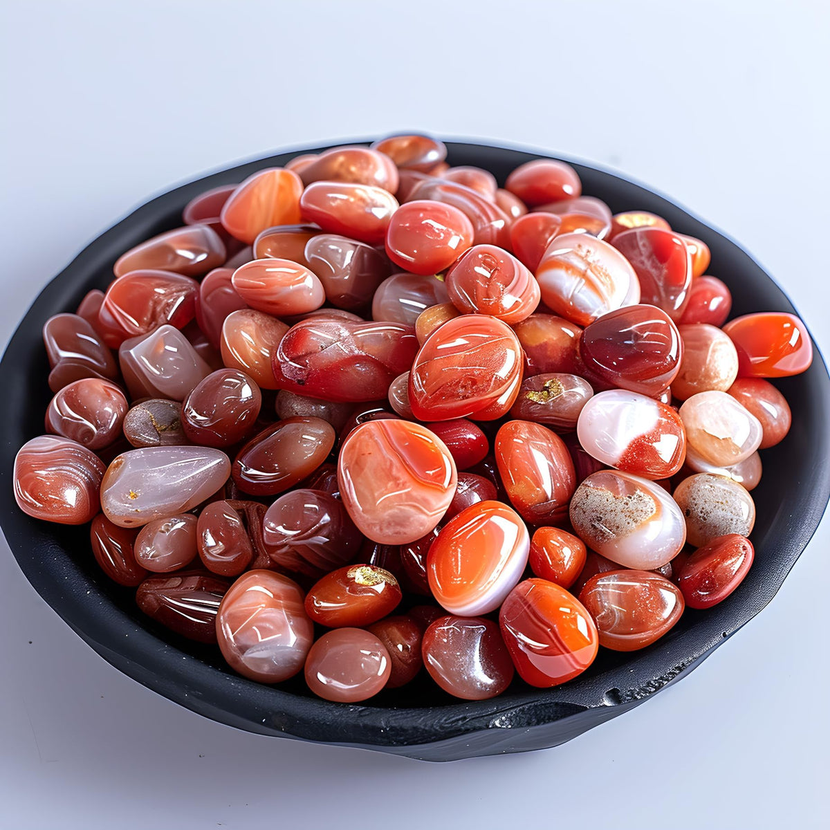 SigMntun Polished Carnelian Crystal Set, 0.4",128 Pcs - Handpicked Tumbled Stones and Crystals Bulk for Healing, Reiki, Meditation, Witchcraft and Home Decor,S-Africa Red Agate