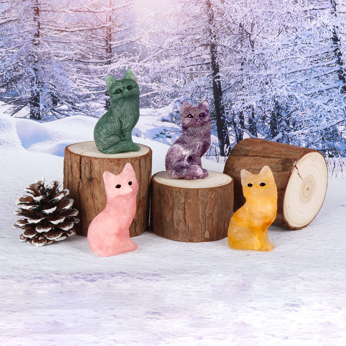 SMQ 2.4" Citrine Crystal Fox Statues and Figurines,Carved Gemstone Fox Animal Carvings Collectible Healing Crystal Stones Sculpture for Home Garden Decor