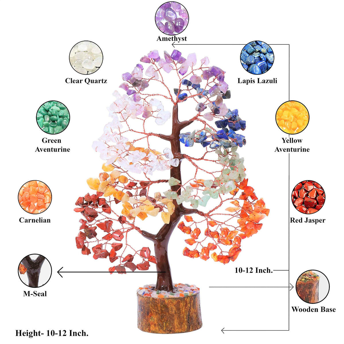 Crocon® 7 Chakhra Crystals Tree, Birthday Gifts for Women & Men, House Decor for Shelf, Healing Crystals, Spiritual Gift Decor, House Warming Gifts New Home, Birthday Gift for Mom Sister
