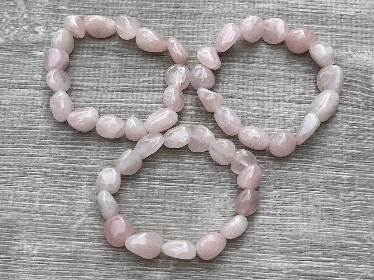 GAF TREASURES Rose Quartz Crystal Nugget Bracelet, Genuine Rose Quartz Bracelet, Healing Crystal Bracelet Gift for Men & Women (1)