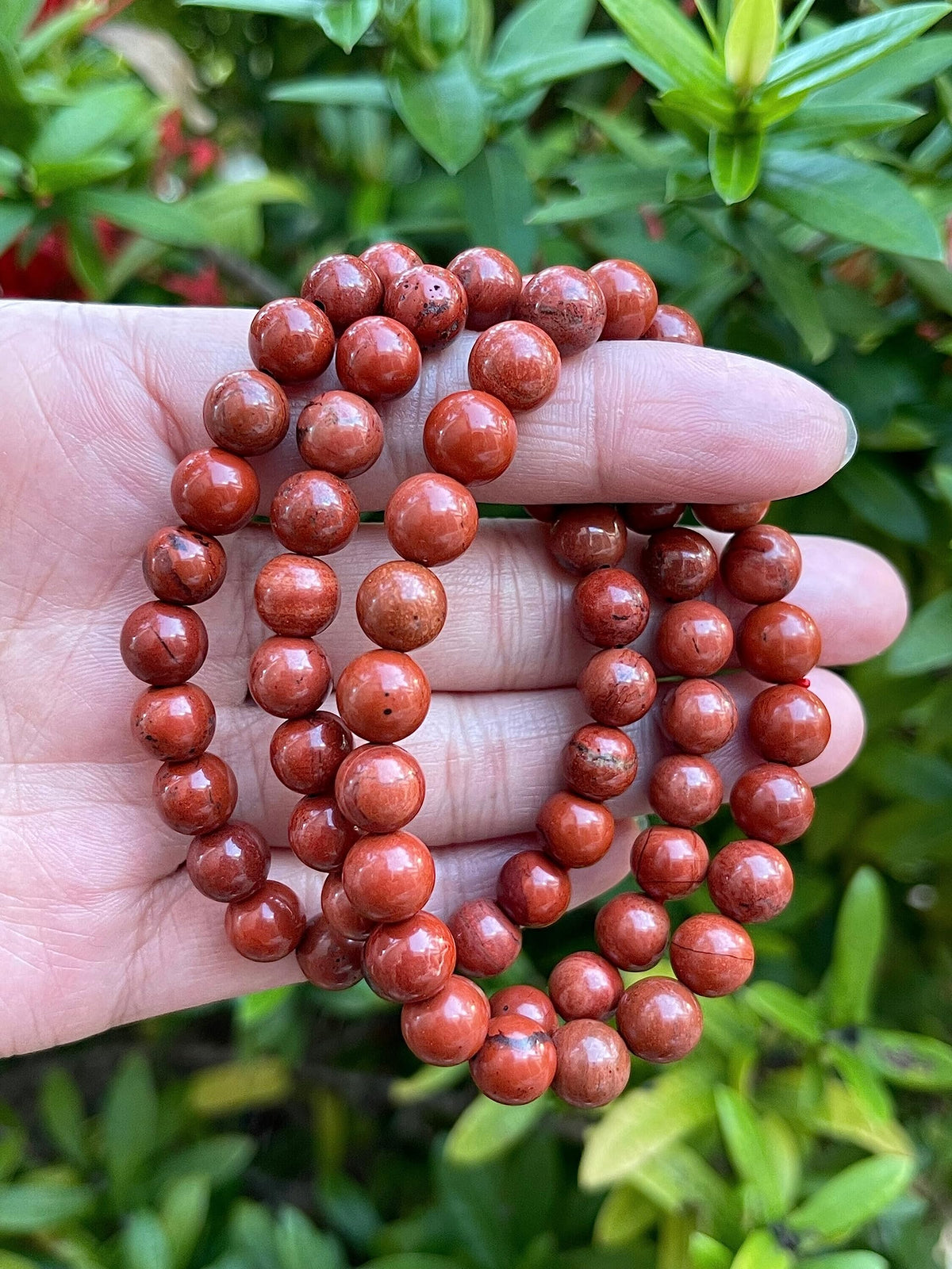 GAF TREASURES Red Jasper Crystal Bead Bracelet 8mm, Genuine Red Jasper Stretch Gemstone Bracelet, Healing Crystal Bracelet, Gift for Men & Women (1)