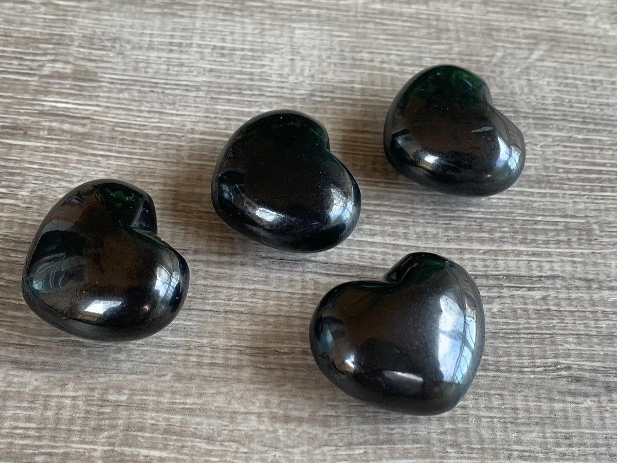 GAF TREASURES Shungite Gemstone Hearts, Polished Shungite Puffy Hearts, Shungite Crystal Palm Stone, Shungite Healing Crystal Hearts (1 Heart)
