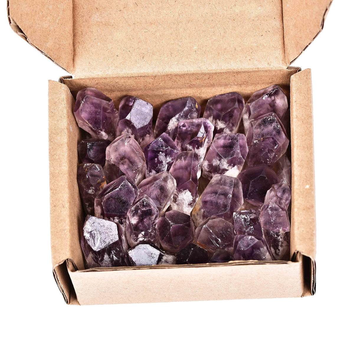 JIC Gem 24-30Pcs 0.4-0.5 Lbs Bulk Amethyst Healing Crystals Rough Stones,raw Amethyst Point Bulk,Amethyst Chips Bulk,for Reiki Healing,DIY Jewelry Making, Witchcraft, Tumbling, Fountain Rocks