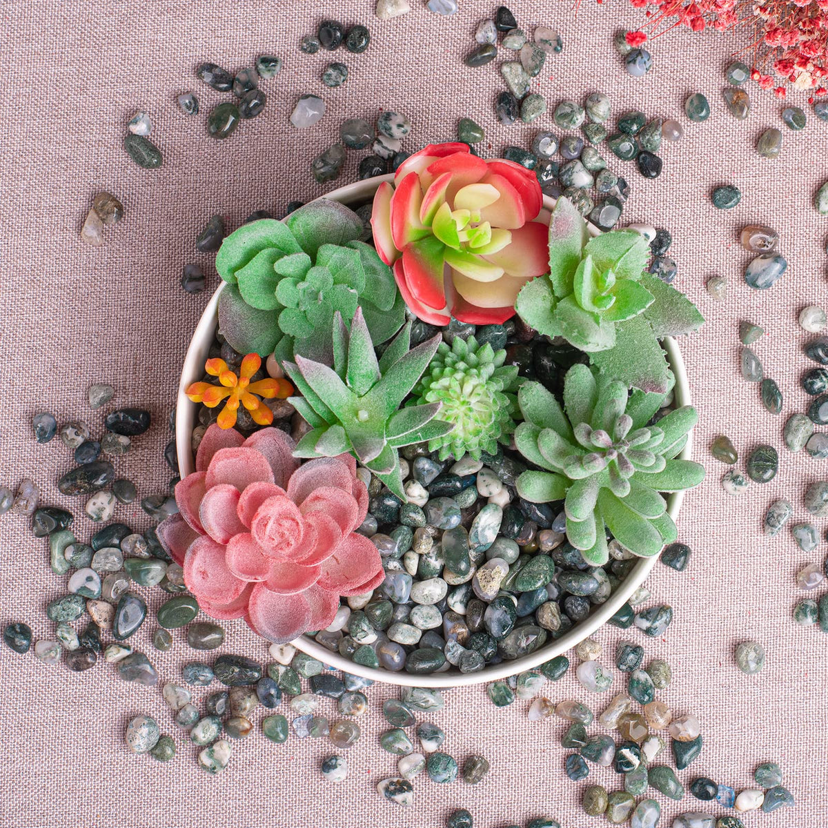 SigMntun Polished Moss Agate Crystal Chips 200 Pcs - 0.3" 10 oz Tumbled Stone Chips Crushed Sea Glass Stones Healing Reiki Crystal Jewelry Making Home Decoration
