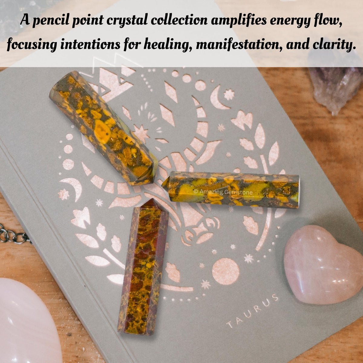 Amazing Gemstone Fruit Jasper Crystal Points Bulk Healing Crystals - Pack of 3 Single Terminated Healing Wand Point Bulk Crystals for Crafts,Crystal Grid,DIY Work - Premium Crystals - Beginners Gift