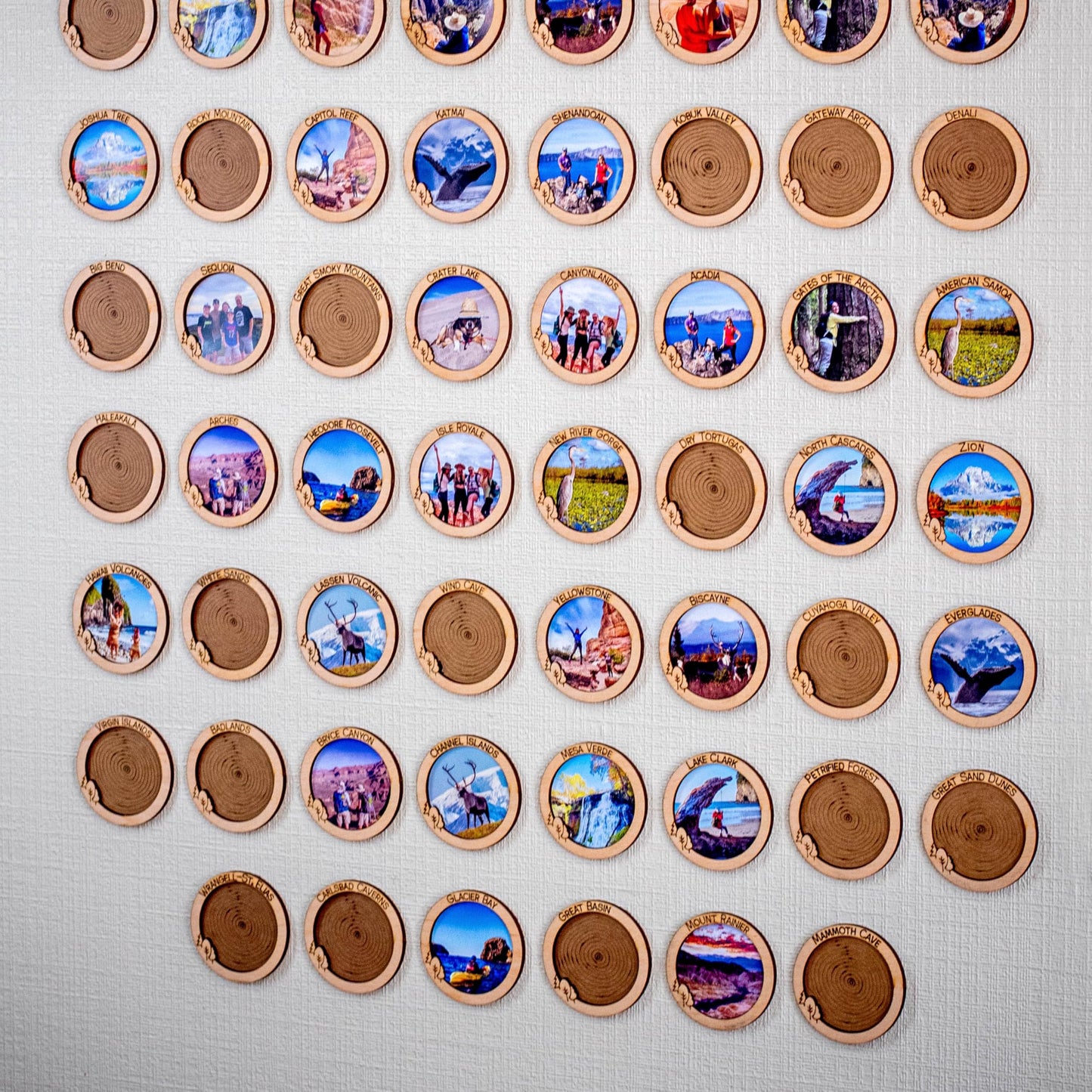 1DEA.me Wooden National Parks Checklist Gift - 63 Photos Bucket List β Includes Secure Photo Maker β Set of 63 Frames 2.5Γ2.5 in β Easy to Use, Built to Last and Uniquely Yours