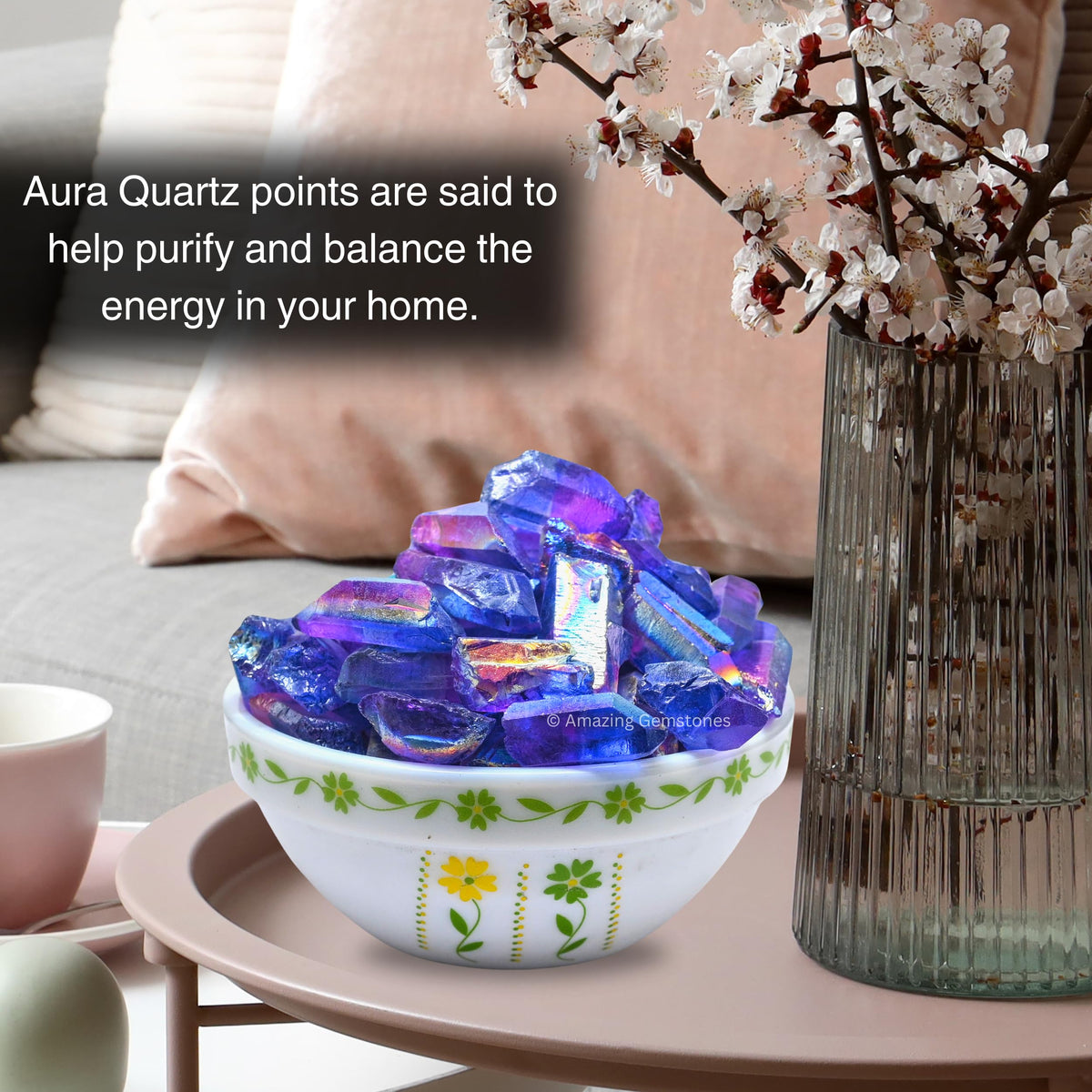 Amazing Gemstone Amethyst Aura Quartz Raw Crystals Point and Healing Stones, Natural Rocks for Meditation and DIY Raw Stones and Crystals (1 lb)