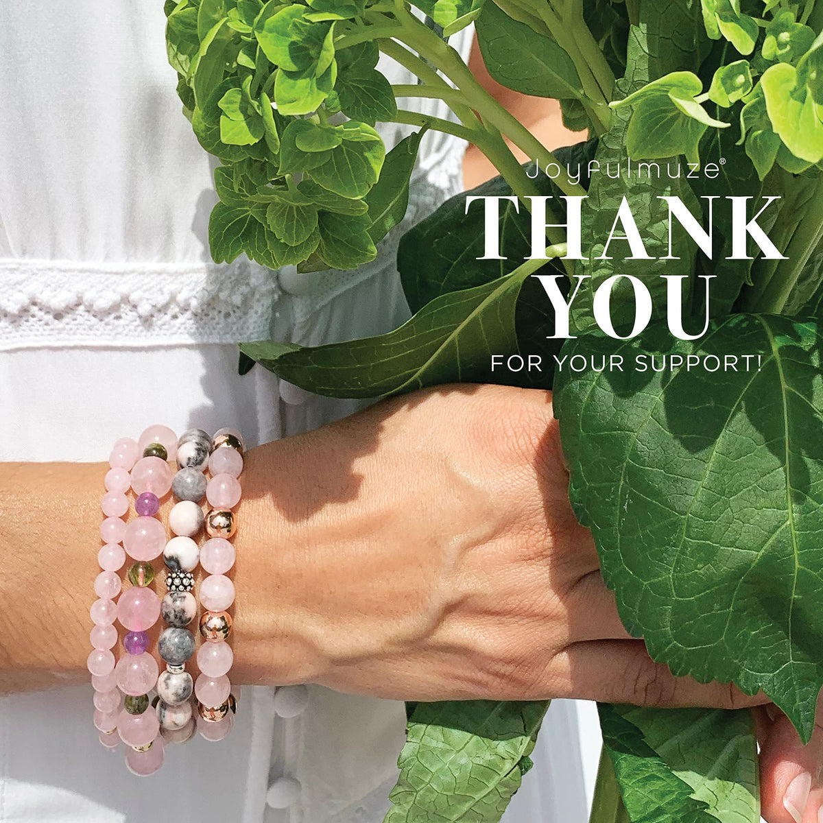 Joyfulmuze Rose Quartz 8mm Pink Gemstone, 14K Rose Gold Plated Brass, Love Stretch Bracelet, Birthday Jewelry Gift for Women, 7"(Rose-Gold-Rose-Quartz)