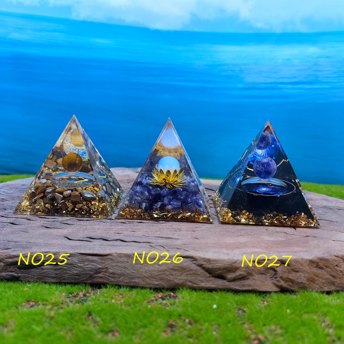 Healing Crystals Orgone Pyramid for Positive Energy, Stress Reduction, and Attracting Wealth and Luck Reduce Stress and Promote Healing with this Crystal Pyramid Home Decor (NO5,6cm)