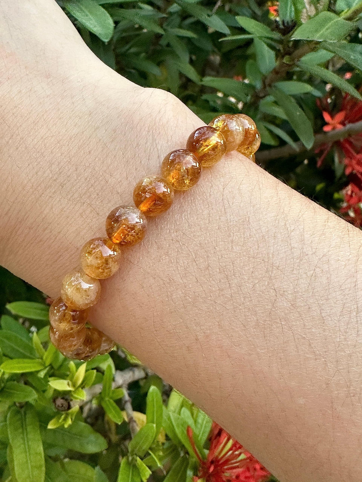 GAF TREASURES Citrine With Quartz Crystal Bead Bracelet 8mm, Genuine Citrine With Quartz Stretch Gemstone Bracelet, Healing Crystal Bracelet, Gift for Men & Women (1)