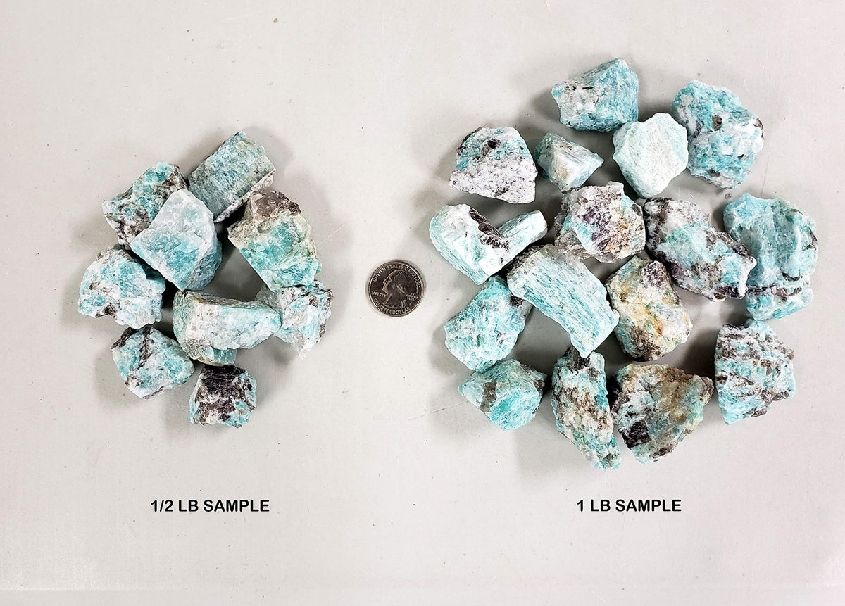 MINERALUNIVERSE 1/2 LB Amazonite Stones - Bulk Amazonite Crystal - Raw Natural Stones & Crystals - Fountain Rocks for Cabbing, Polishing, Wire Wrapping, Reiki, Chakra Crystal Healing